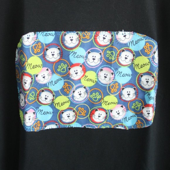 X-LARGE Ladies NEW Black Short Sleeve T-Shirt Neon Kitty - Picture 4 of 9